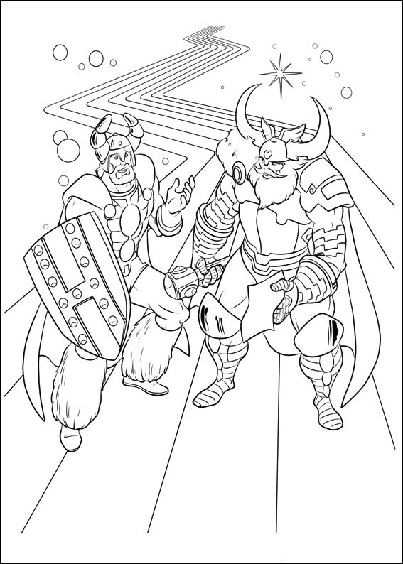 Thor brandissant son marteau dans un paysage montagneux