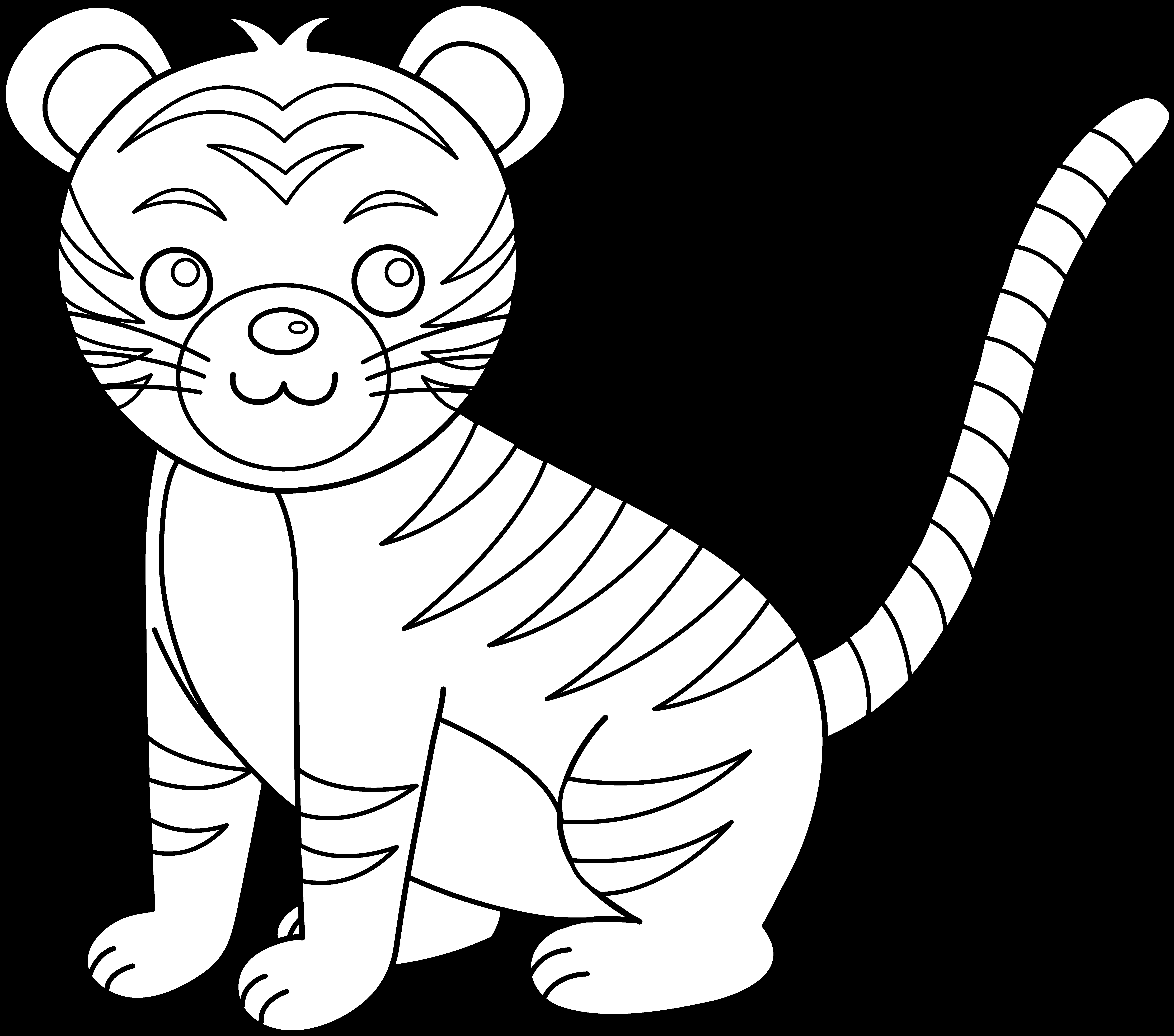 Coloriage d'un tigre majestueux dans son habitat naturel