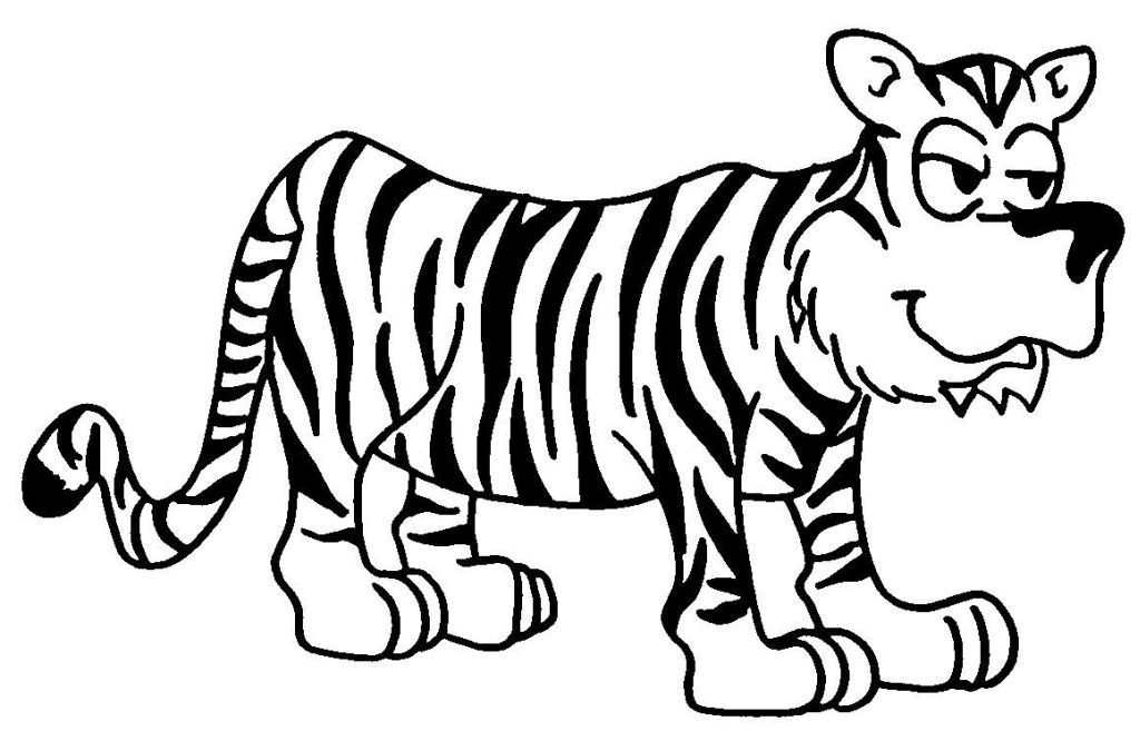 Coloriage d'un tigre majestueux dans son habitat naturel