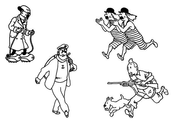 Tintin et Milou explorent un paysage aventureux