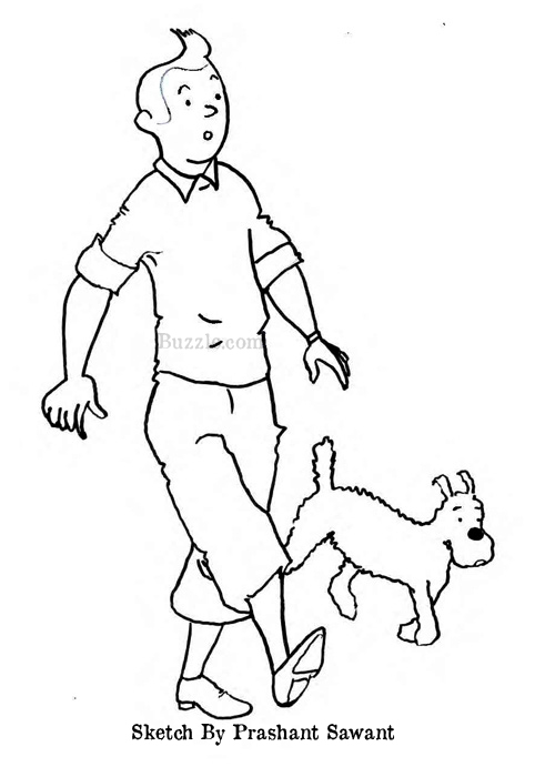 Tintin et Milou en pleine enquête dans une ruelle