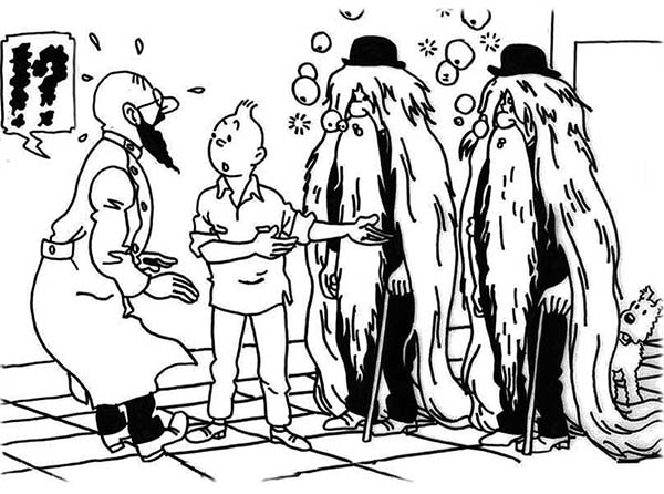 Tintin et Milou observant un paysage mystérieux