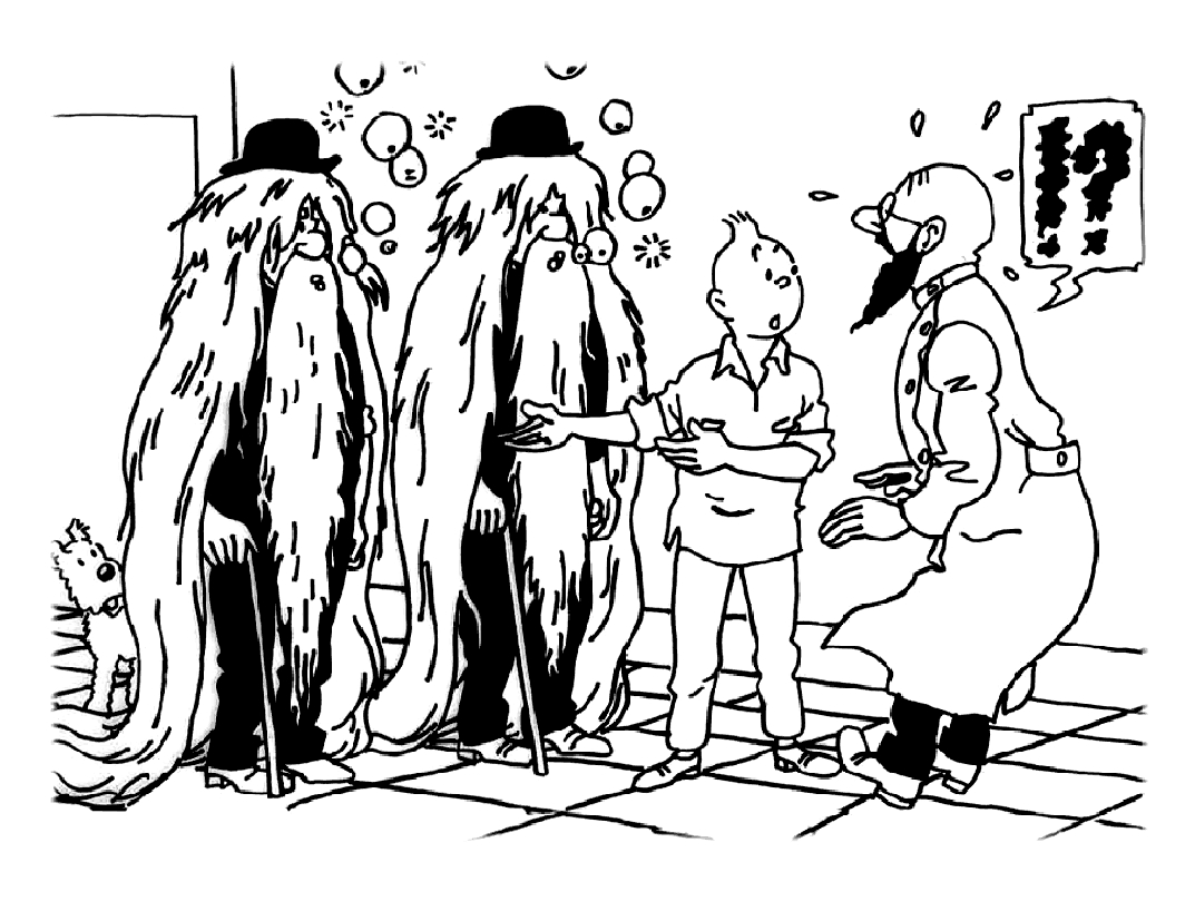 Tintin et Milou en pleine aventure avec un décor maritime