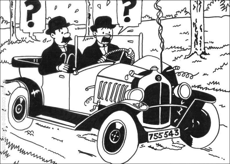 Tintin et Milou explorent un paysage enneigé