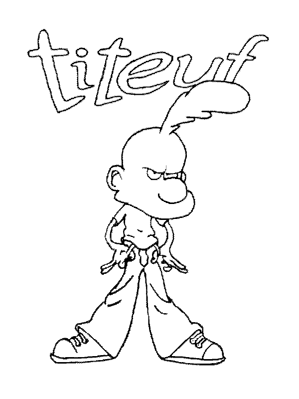 Coloriage de Titeuf en pleine réflexion avec son emblématique coupe de cheveux