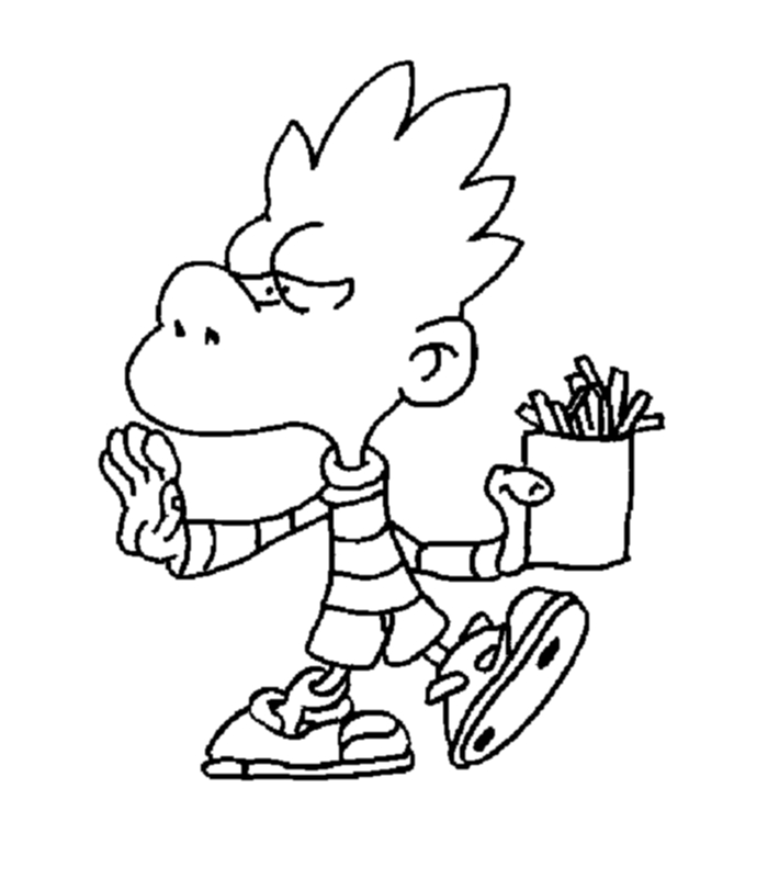 Coloriage de Titeuf souriant avec son ami en pleine aventure