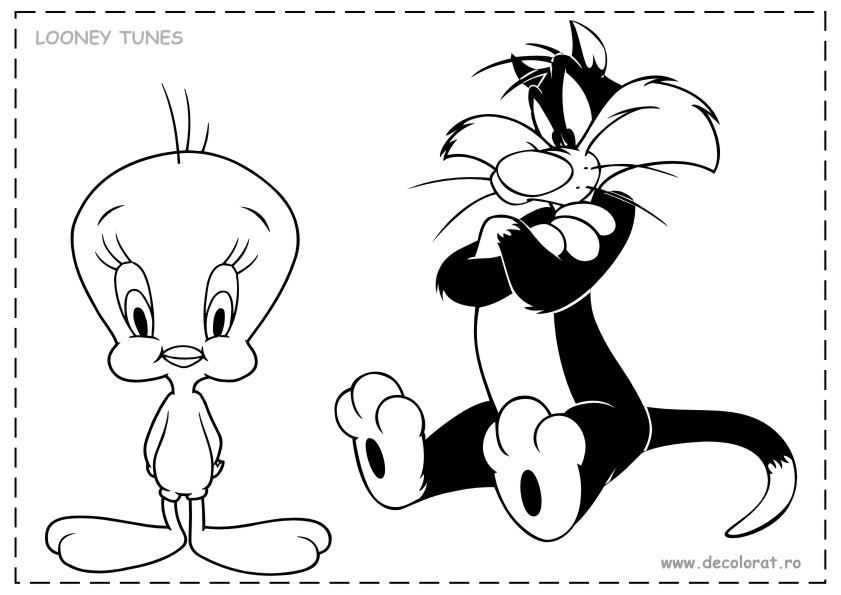Titi et Grosminet en pleine aventure sous un ciel ensoleillé