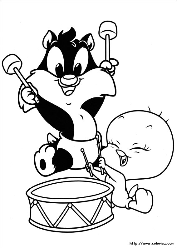 Titi et Grosminet en pleine aventure dans un décor animé