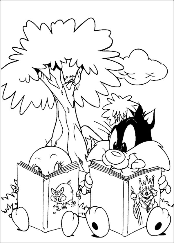 Titi et Grosminet en pleine aventure dans un jardin