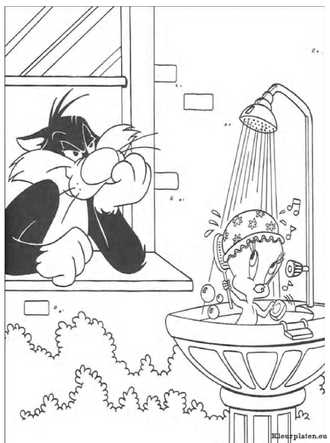 Titi et Grosminet en pleine course dans un décor animé