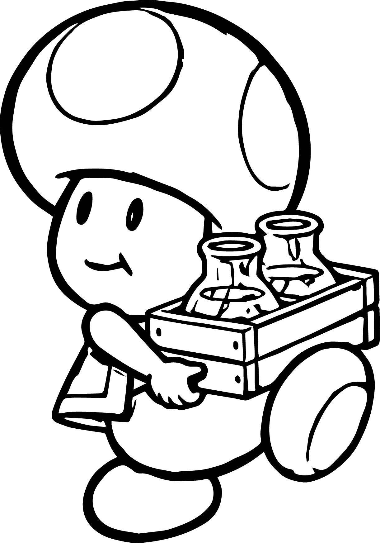 Toad en pleine aventure dans un décor de champignon