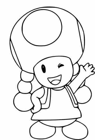 Toad en pleine aventure dans un décor de champignon