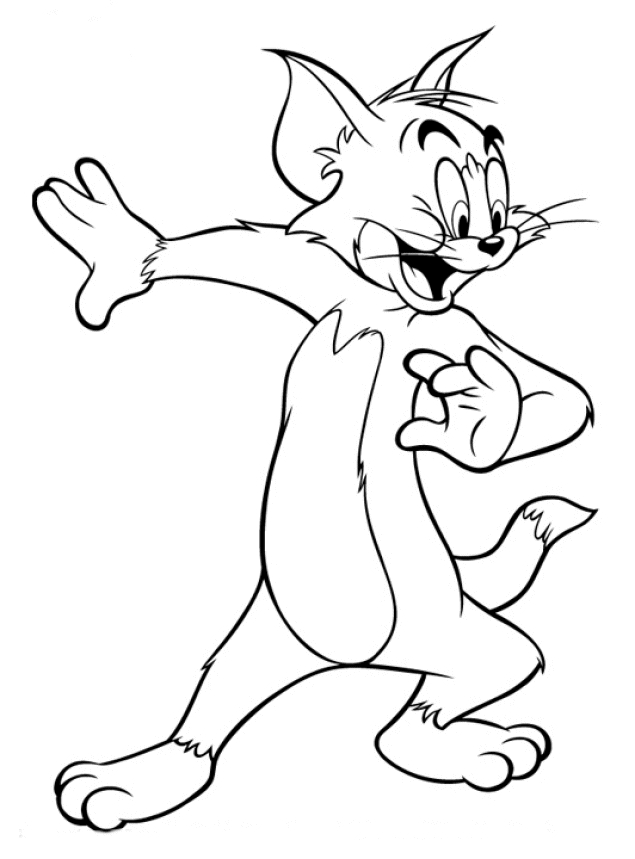 Coloriage de Tom et Jerry en pleine course dans un décor intérieur