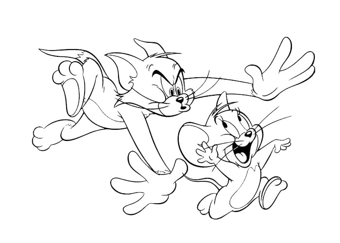 Tom et Jerry jouant ensemble dans un décor animé