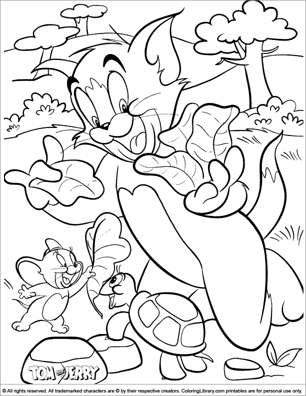 Coloriage de Tom et Jerry dans une scène de course poursuite