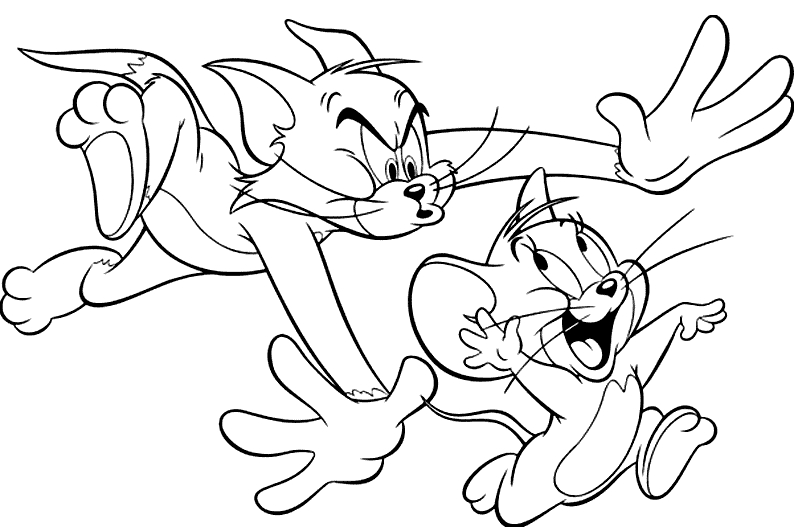 Tom et Jerry jouant dans un jardin ensoleillé