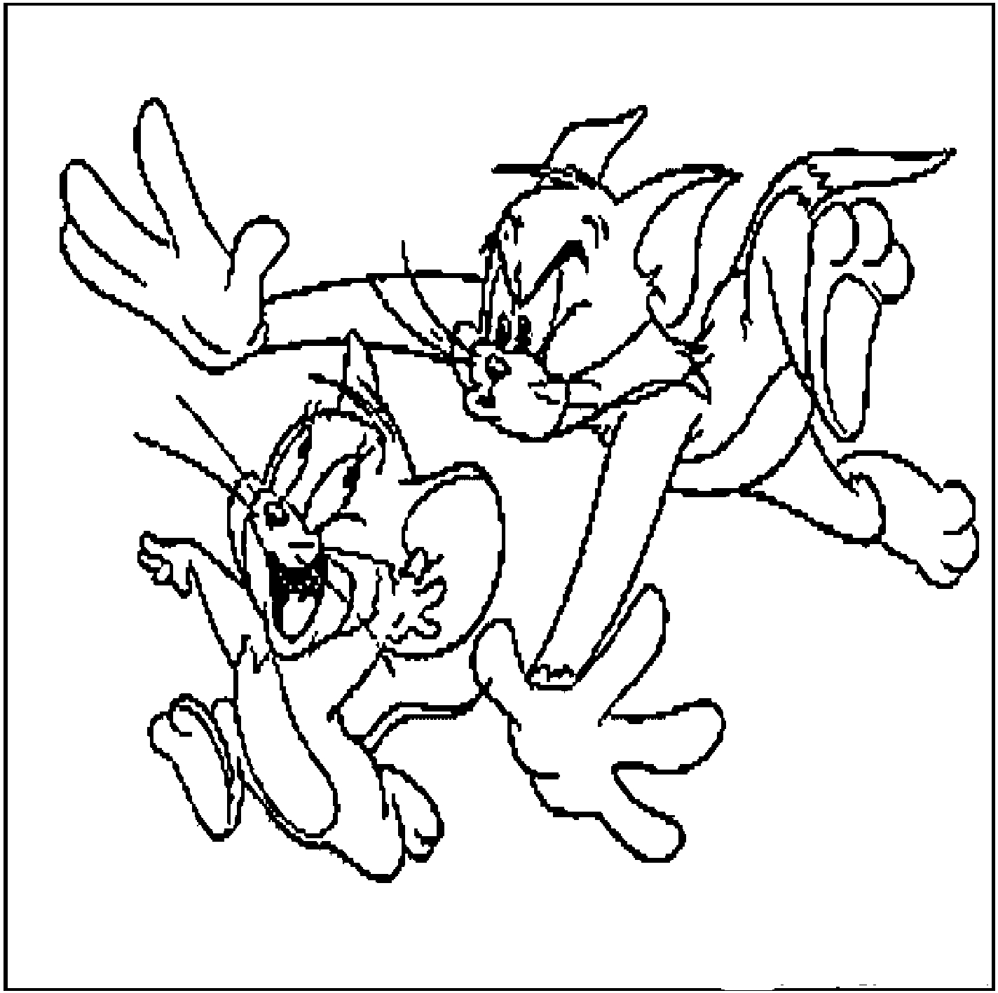 Tom et Jerry jouant au catch dans un décor domestique