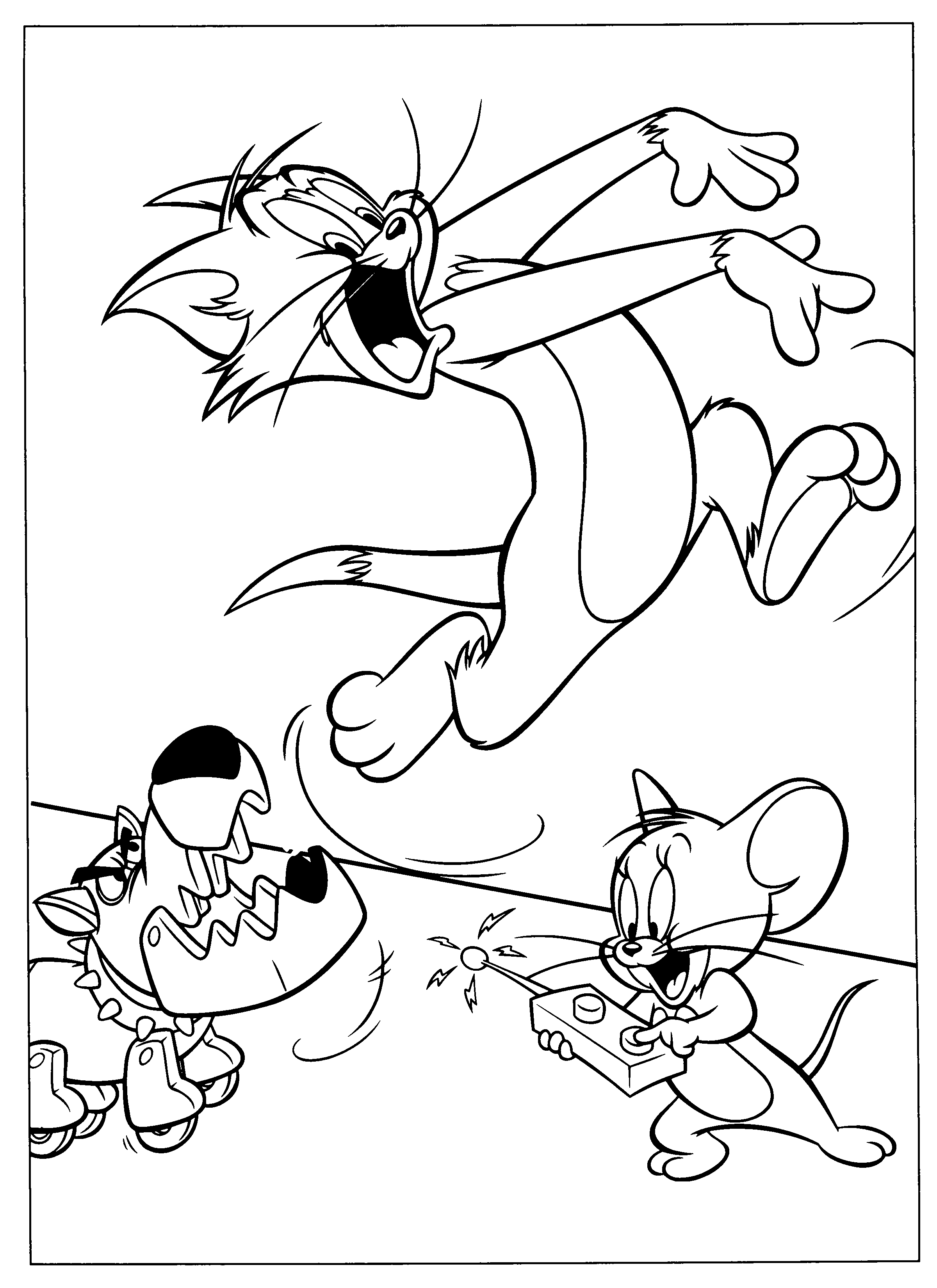 Tom et Jerry en pleine course dans un décor animé