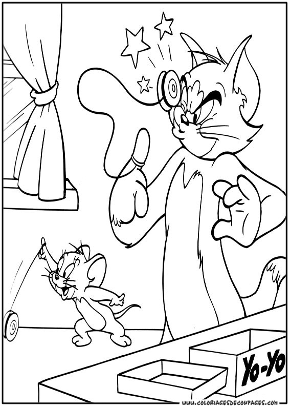 Tom et Jerry en pleine poursuite dans un décor animé