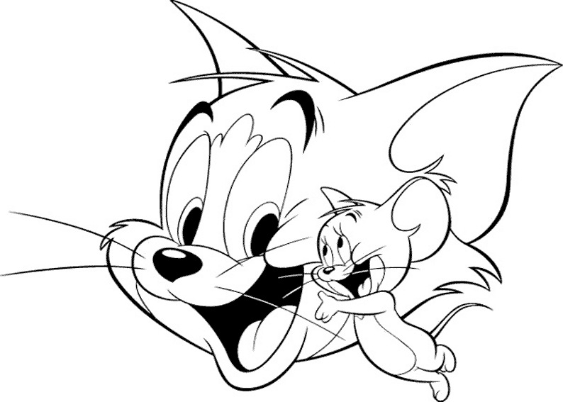 Tom et Jerry en pleine poursuite dans un décor animé