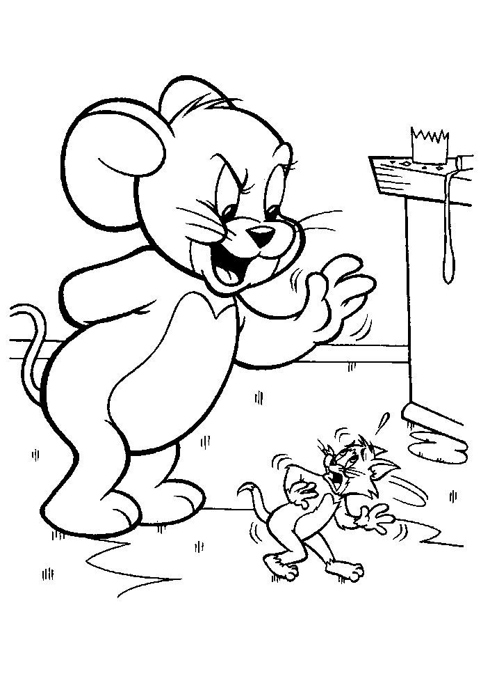 Tom et Jerry en pleine course-poursuite dans un décor animé