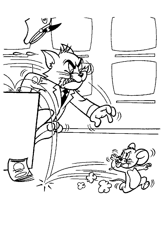 Tom et Jerry en pleine course dans un décor animé