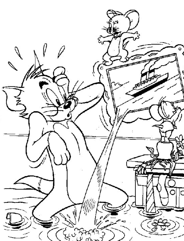 Tom et Jerry jouant dans un décor animé