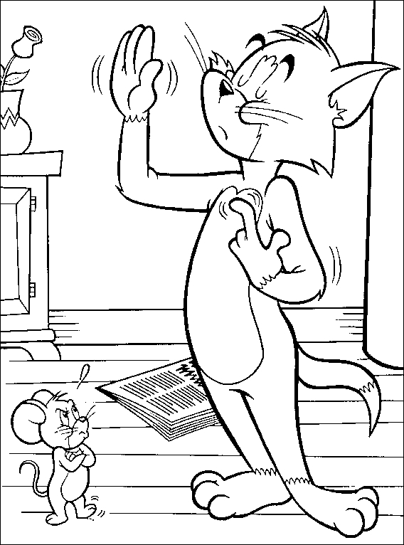 Tom et Jerry jouant dans un décor animé
