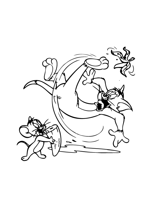 Tom et Jerry en pleine course-poursuite dans un décor animé