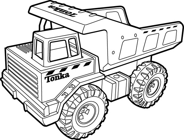 Coloriage d'un camion Tonka dans un paysage urbain