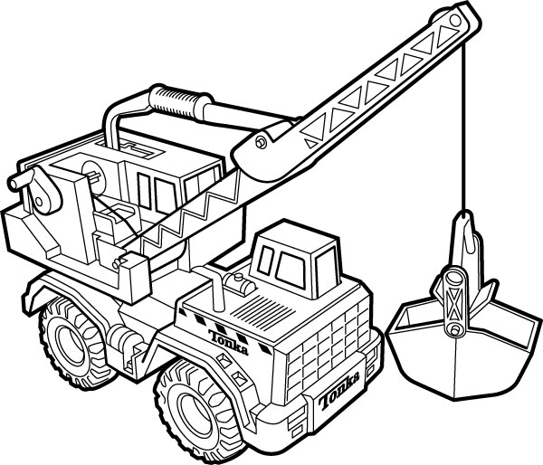 Coloriage d'un camion Tonka sur fond simple