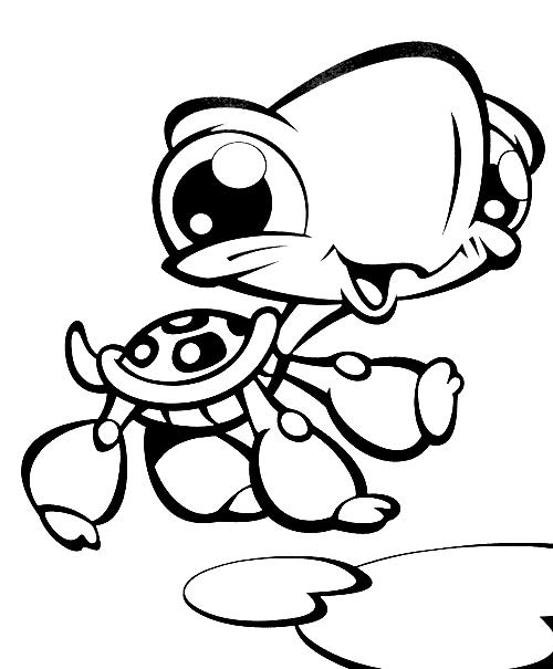 Coloriage d'une tortue sur un fond marin