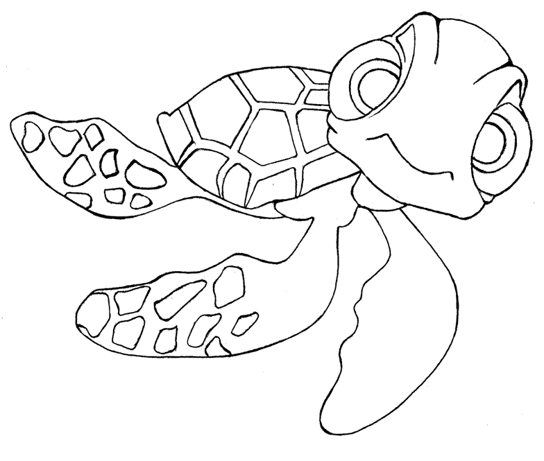 Coloriage d'une tortue sur un fond marin