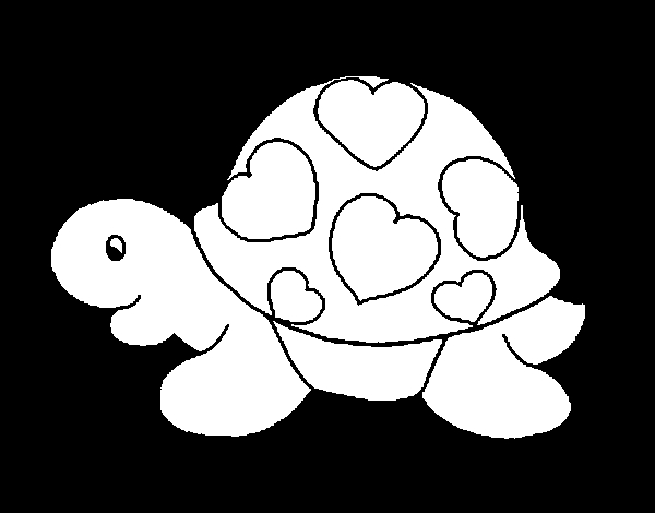 Coloriage d'une tortue sur un fond marin