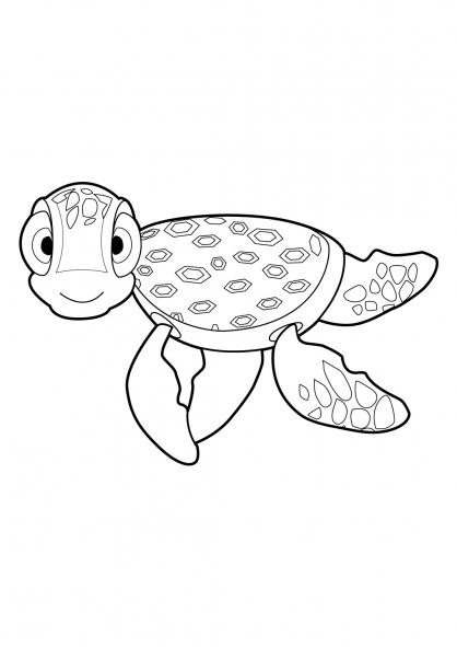 Coloriage d'une tortue nageant paisiblement dans l'eau