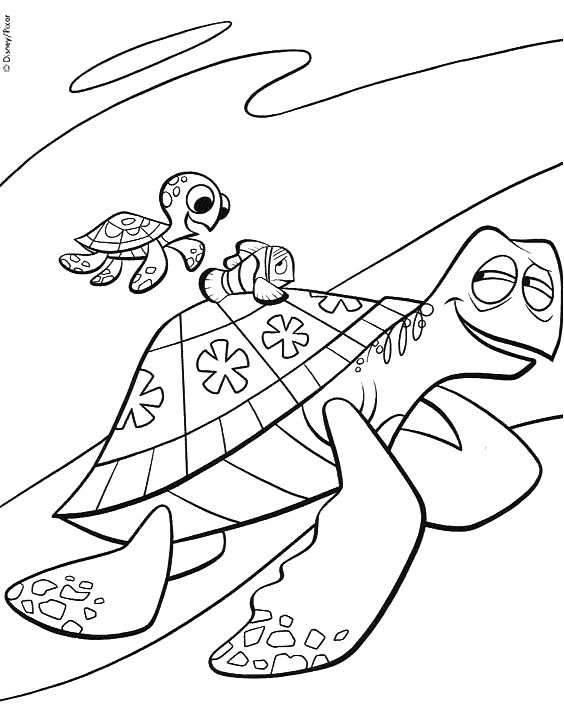 Coloriage d'une tortue sur un fond marin