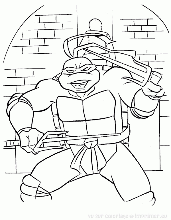 Coloriage d'une tortue nageant paisiblement dans l'eau