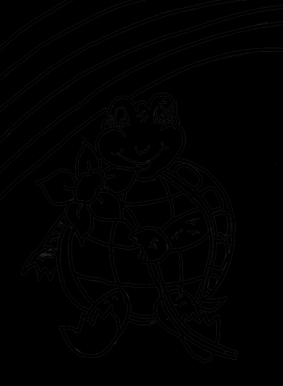 Coloriage d'une tortue nageant paisiblement dans l'eau