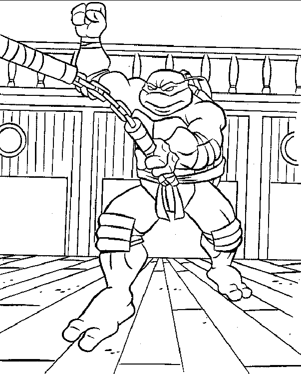 Coloriage d'une tortue au bord de l'eau
