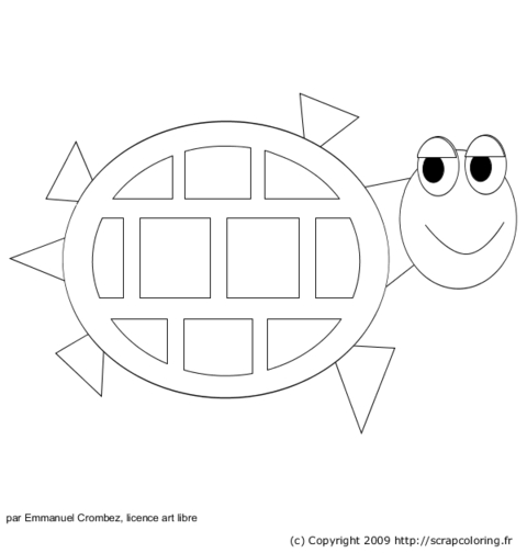Coloriage d'une tortue sur la plage avec des vagues