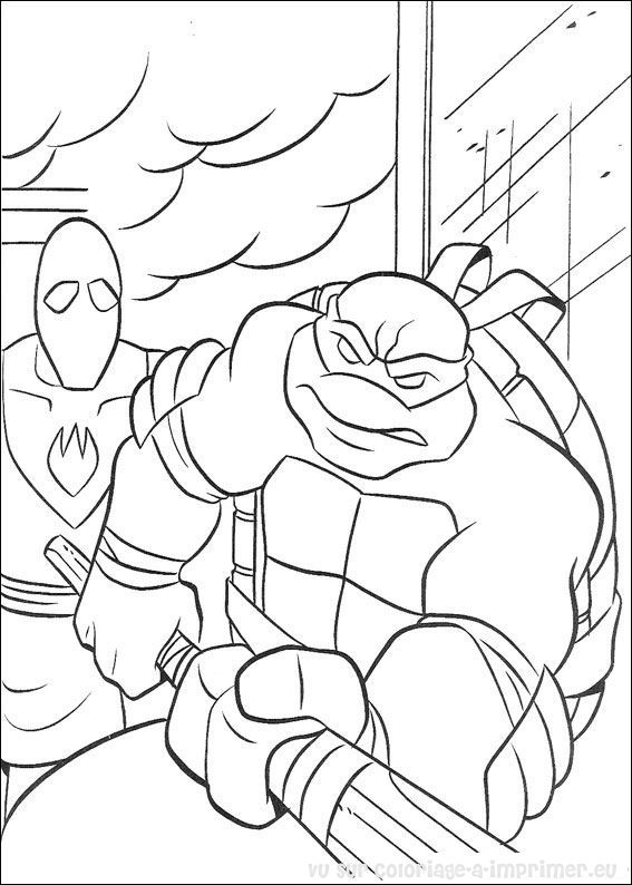 Coloriage d'une tortue sur un fond aquatique