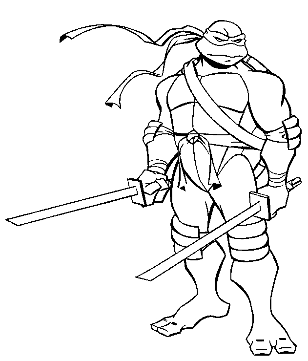 Coloriage des Tortues Ninja en pleine action dans un décor urbain
