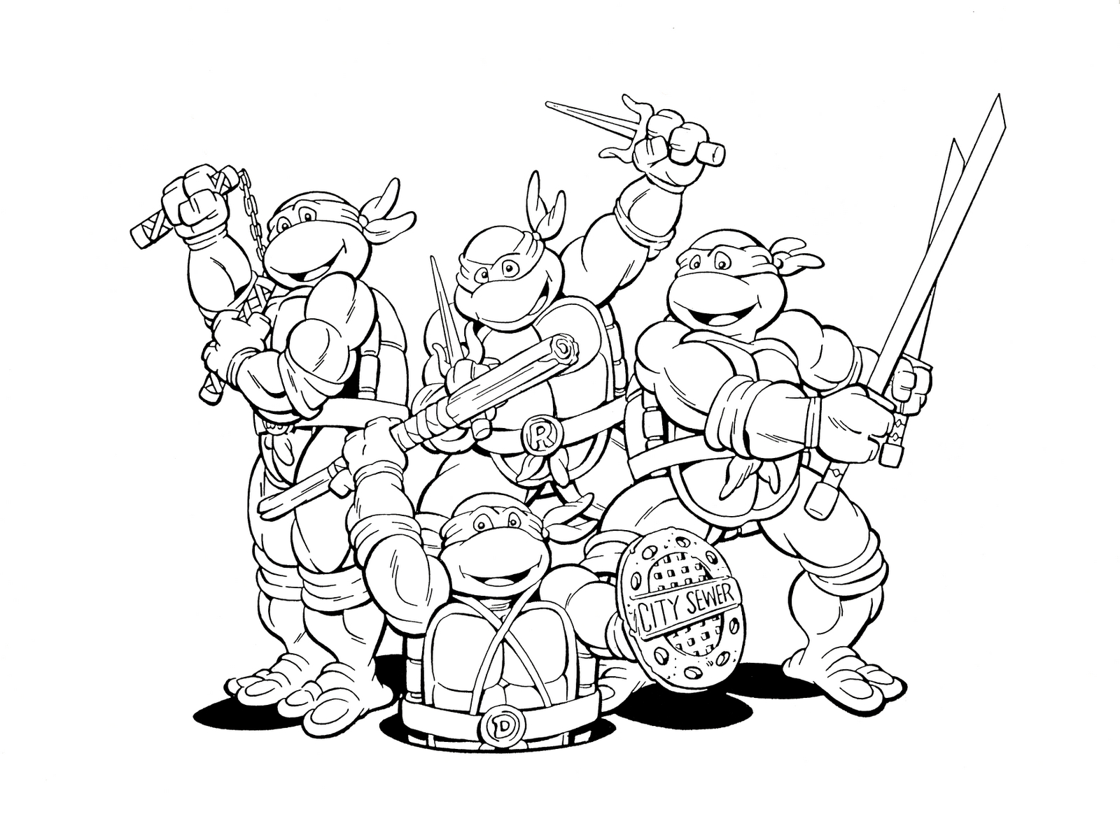Les Tortues Ninja en pleine action dans un décor urbain