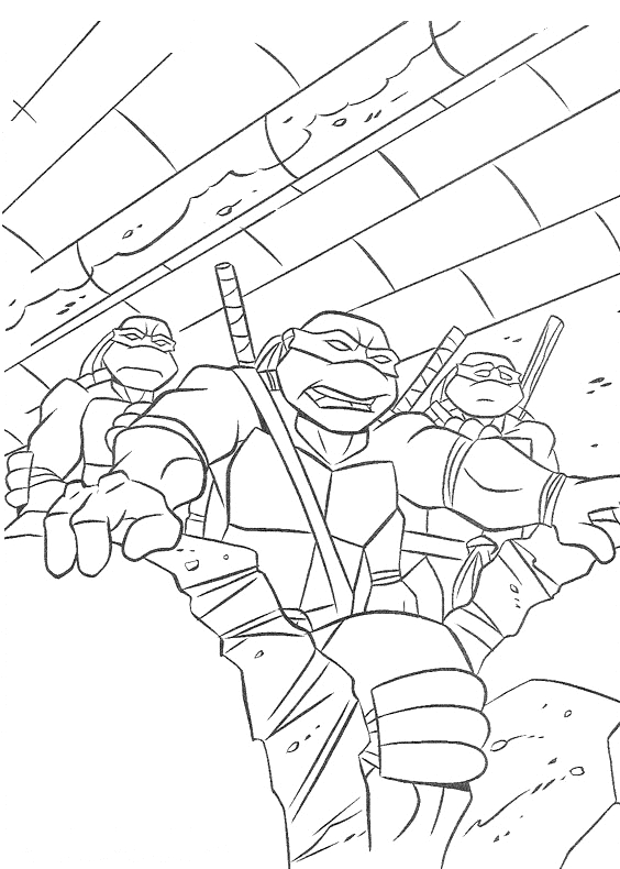 Les Tortues Ninja en pleine action dans leur quartier