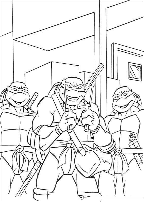 Les Tortues Ninja en pleine action dans un décor urbain