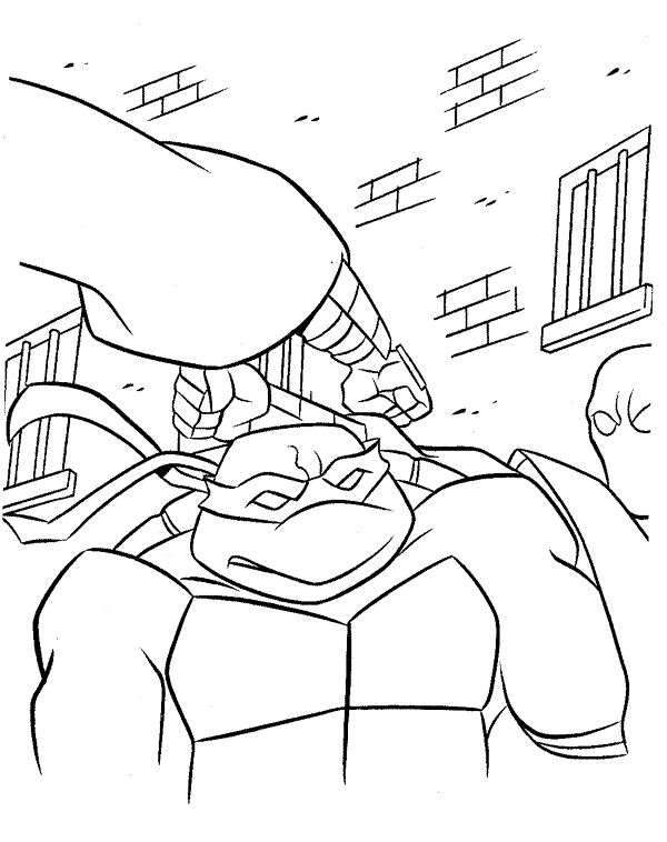 Les Tortues Ninja en action avec leurs armes dans un décor urbain