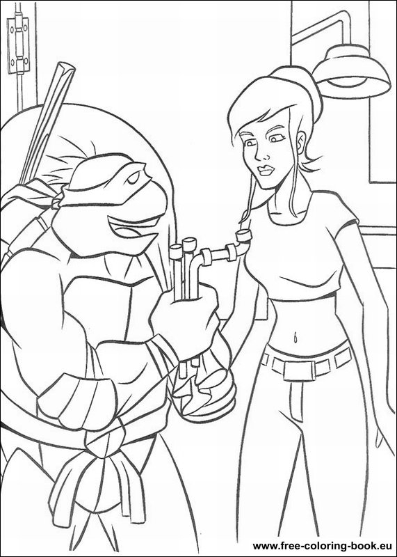 Coloriage des Tortues Ninja en pleine action dans leur environnement urbain