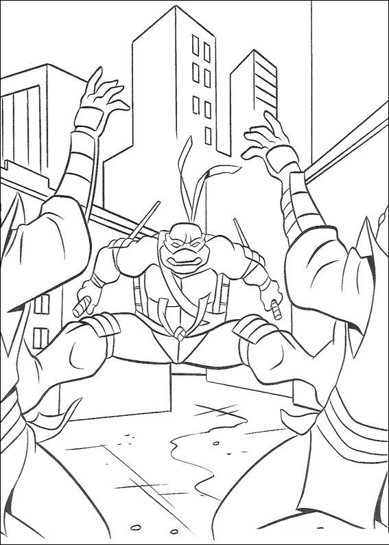 Les Tortues Ninja en pleine action dans un environnement urbain