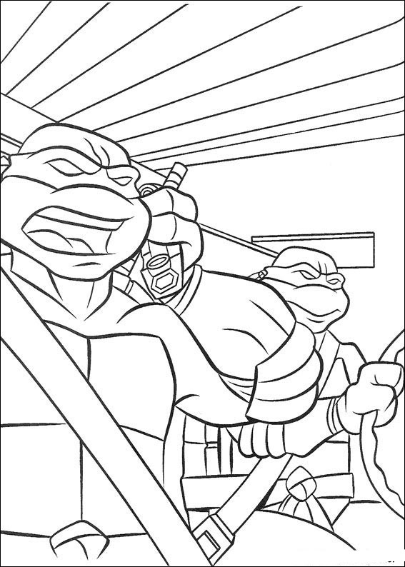 Les Tortues Ninja en plein combat dans leur repaire