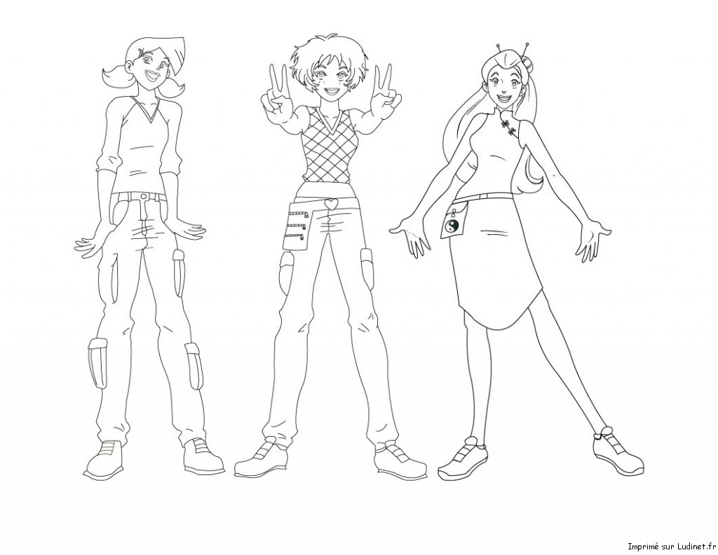Coloriage de Totally Spies avec les héroïnes en mission d'infiltration Coloriage de Totally Spies avec les héroïnes en mission d'infiltration